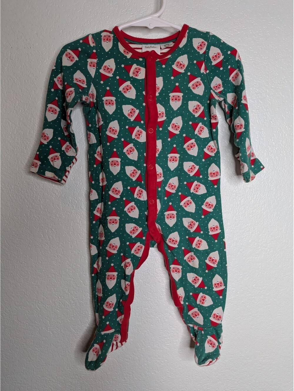 Baby Boden Santa Christmas Footed Sleeper Green Size 6-9M